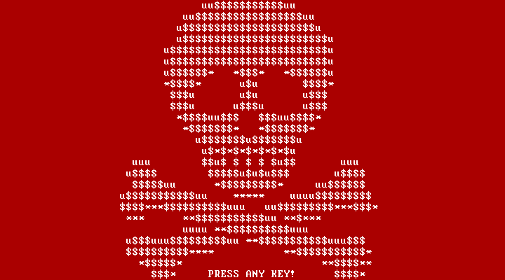 2017년 Petya 랜섬웨어에 감염된 컴퓨터 화면