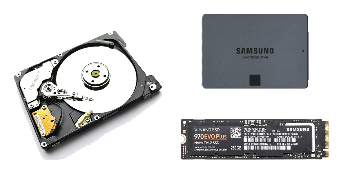 하드디스크, 2.5인치 SATA SSD, M.2 NVMe SSD